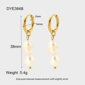 Detailed specs of 14K gold-plated stainless steel earrings with baroque pearls