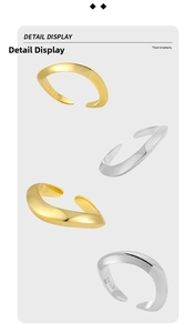 Macro detail of S925 sterling silver stamp on minimalist wave design open ring