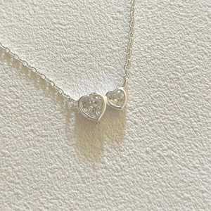 Double Heart Pendant Necklace 925 Sterling Silver Zircon Simple Elegant Jewelry For Women Korean Ins Style Gift