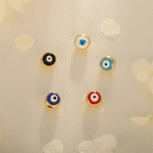 Colorful evil eye charm beads with gold trim for DIY jewelry making and bracelet crafts