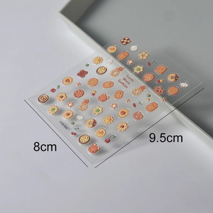 3D relief cute bear and cookie nail art stickers on a 8cm x 9.5cm transparent sheet