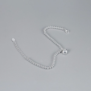 Minimalistische 925 sterling zilveren kralenarmband met hartvormige hanger en sluiting