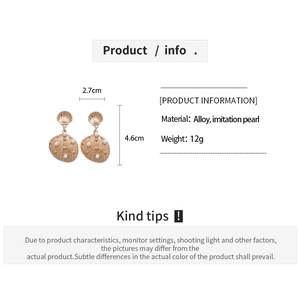 Detail specifications of bohemian shell drop earrings with alloy and imitation pearls