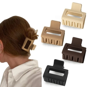 Square matte hair claw set in neutral colors for women's daily hair styling