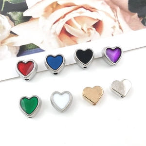 Colorful 8mm heart-shaped alloy spacer beads for DIY jewelry making in multiple finishes