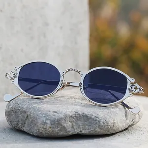 Retro Steampunk Oval Sunglasses Metal Carved Frame Gothic Vintage Sun Glasses For Women Men Party Fashion Eyewear