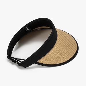 Foldable straw sun visor for women with UPF 50+ protection and adjustable black elastic band