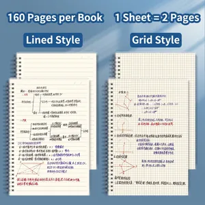Minimalist B5/A5 spiral notebook with 160 pages of lined and grid paper for students