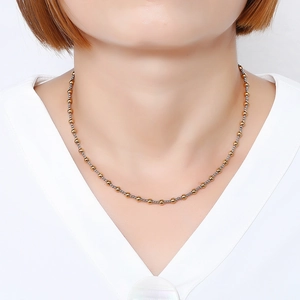 Waterproof gold and silver stainless steel beaded chain necklace for women