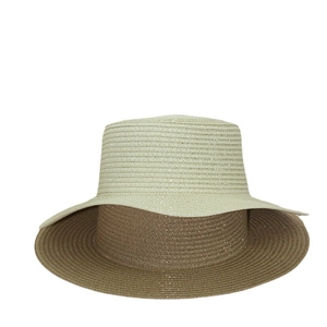 Breathable wide brim straw hat in beige and brown colors with foldable woven design