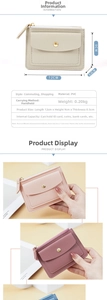 Detail view of a compact PVC coin purse with dimensions 12x9x0.5cm and zipper closure