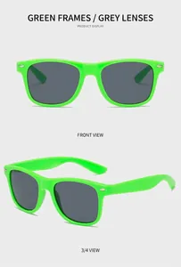 Green frame sunglasses with grey lenses shown in front and side profile view