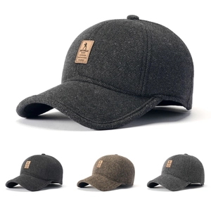 Herren Winter Baseballkappe aus Wolle mit Ohrenschützern in Anthrazit, Kaffee und Grau