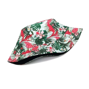 Chapeau bob pliable avec motifs tropicaux de flamants roses pour protection solaire