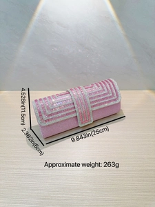 Pink rhinestone clutch bag for weddings and parties with elegant geometric crystal pattern