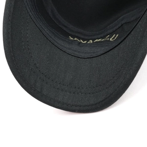 Close-up of durable cotton twill stitching and interior embroidery on tactical cap