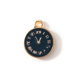 DIY clock pendant with Roman numerals and black gold finish for jewelry making