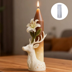 Elegant deer head lily flower silicone mold for DIY handmade scented candles and soap