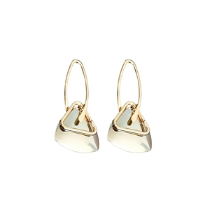 Minimalist hollow triangle earrings in polished gold finish with high-gloss geometric design
