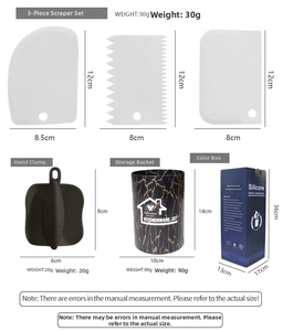Silicone kitchen tool set with marble bucket, oven mitts and scrapers in storage box