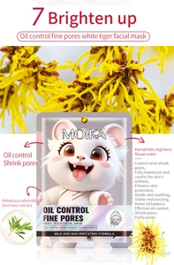 Detail view of MOIKA tiger mask with witch hazel extract for oil control and fine pores