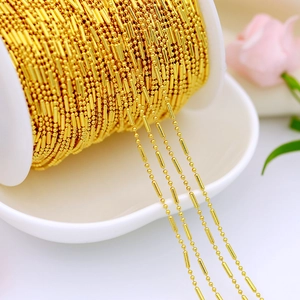 18K gold plated copper ball bead chain roll for DIY jewelry making and necklaces