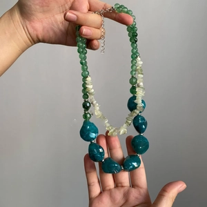 Double Layer Necklace Irregular Acrylic Beads Vintage Bohemia Clavicle Chain Fashion Jewelry For Women Elegant Accessory