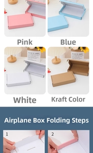 Collage of colorful foldable mailing boxes with step-by-step assembly instructions