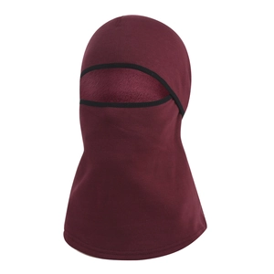 Winter thermal balaclava in dark burgundy color with fleece lining for wind protection