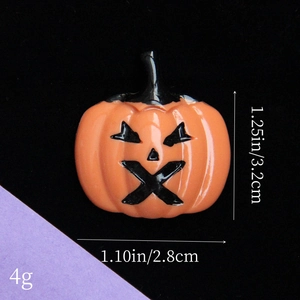 Dettaglio del ciondolo a zucca in resina da 3,2cm con misure per accessori fai-da-te