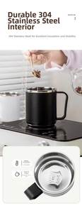 Détail de l'intérieur en acier inoxydable SUS 304 et du mug thermique noir mat