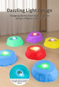 Detailed close-up of the power switch and battery compartment on the colorful balance stone