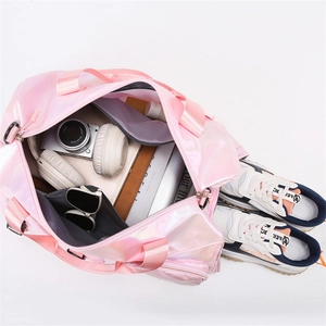 Pink pearl gloss waterproof fitness bag with spacious interior for travel and sports gear