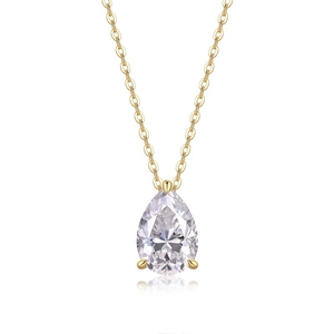 Collier élégant en argent 925 avec pendentif poire en moissanite de couleur dorée