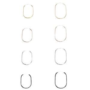 Minimalist oval hoop earrings in gold, silver, rose gold and black stainless steel finish