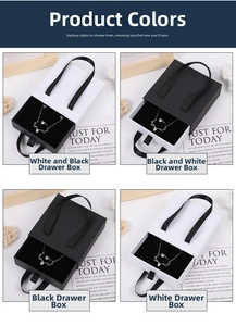 Detailed four-color drawer jewelry gift boxes with satin pull ropes and matte finish