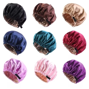 Double-layered oversized satin bonnet in 9 colors with adjustable elastic bands