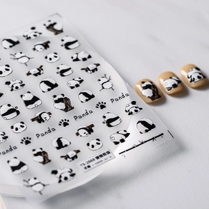 Panda 3D Relief Nail Art Stickers Self Adhesive Cartoon Embossed PET Decals For Manicure Decoration DIY