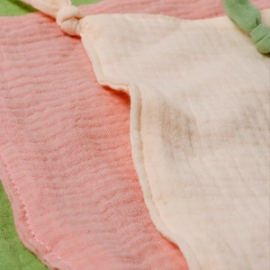Muslin cotton baby comforter blanket with fox head and soft textured gauze layers