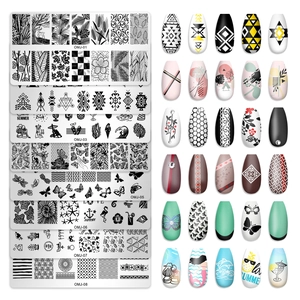 Plaque De Tamponnage Pour Nail Art En Acier Inoxydable Motif Papillon Fleur Arbre De Noël Modèle De Manucure DIY