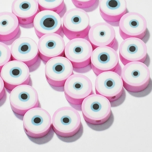 Bunte 10mm rosa Polymer-Ton böse Augen Perlen für DIY Armbänder und Bastelarbeiten