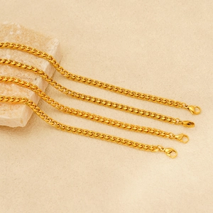 Minimalist 18K gold plated stainless steel curb chain necklaces with lobster clasps