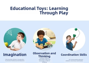 Detail view of DIY science toy kit showing children developing motor and logic skills