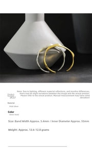 Detailed view of S925 silver open bangles with irregular wave texture and matte finish