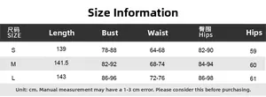 Detailed size chart for the bodycon jumpsuit with measurements for bust, waist, and hips