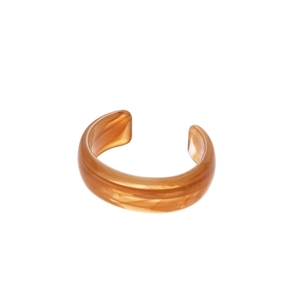 Irregular amber marble resin open bangle bracelet with minimalist geometric design