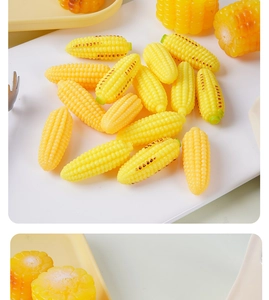 Detailed macro view of mini resin corn models with realistic textures and kernels