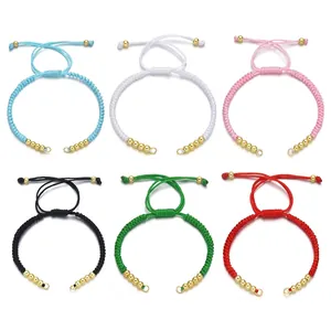 Adjustable Braided Rope Bracelet With Gold Plated Copper Beads Minimalist Handcrafted Hand Cord Trendy Lucky DIY Accessory