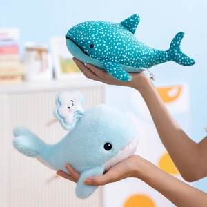 Whale Stuffed Animal Plush Toy Cute Ocean Whale Shark Doll Soft PP Cotton Fabric For Kids Birthday Gift Nursery Decor
