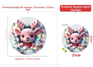 Detail view of 3D cartoon reindeer wall sticker with festive lights measuring 27x27.5 cm